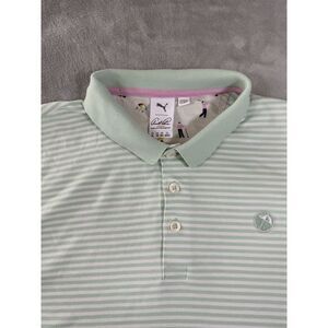 Arnold Palmer Shirt Mens XL Green White Striped Golf Polo Logo